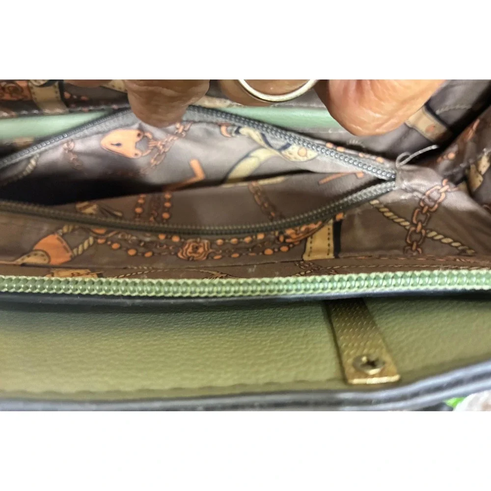 Sage Green Structured Satchel Handbag Gold Tone Hardware